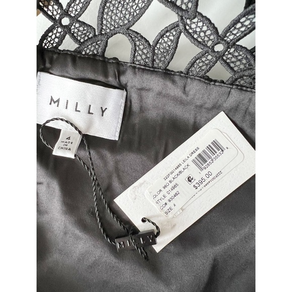 Nwt Milly Leila Floral Lace Illusion Dress Size 4 - Picture 6 of 10